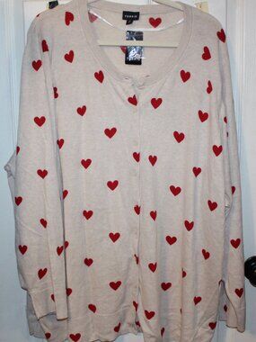 NWT Torrid red heart cardigan 5X(28W) NICE!